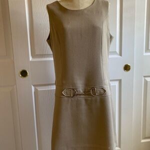 Cream Sleeveless Sheath Mini Dress for Work
